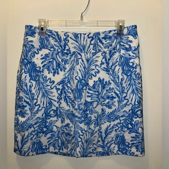 NWT Lilly Pulitzer Jonas High Waisted Skort Resort Blue White Size 8 Preppy Sea