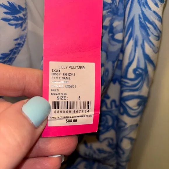 NWT Lilly Pulitzer Jonas High Waisted Skort Resort Blue White Size 8 Preppy Sea