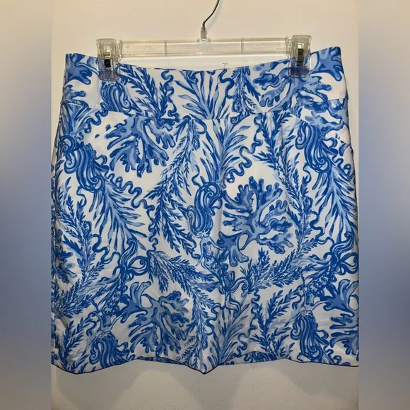 NWT Lilly Pulitzer Jonas High Waisted Skort Resort Blue White Size 8 Preppy Sea