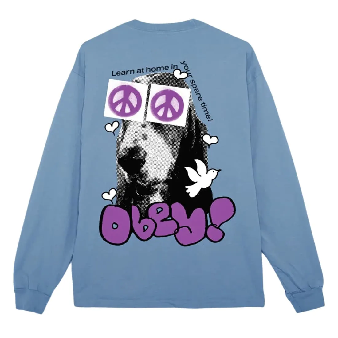 Obey Peace Eyes Heavy Weight Longsleeve Box Fit T-Shirt - Hydrangea