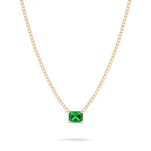 One Big Rectangle Tennis Choker - Gold Green And White