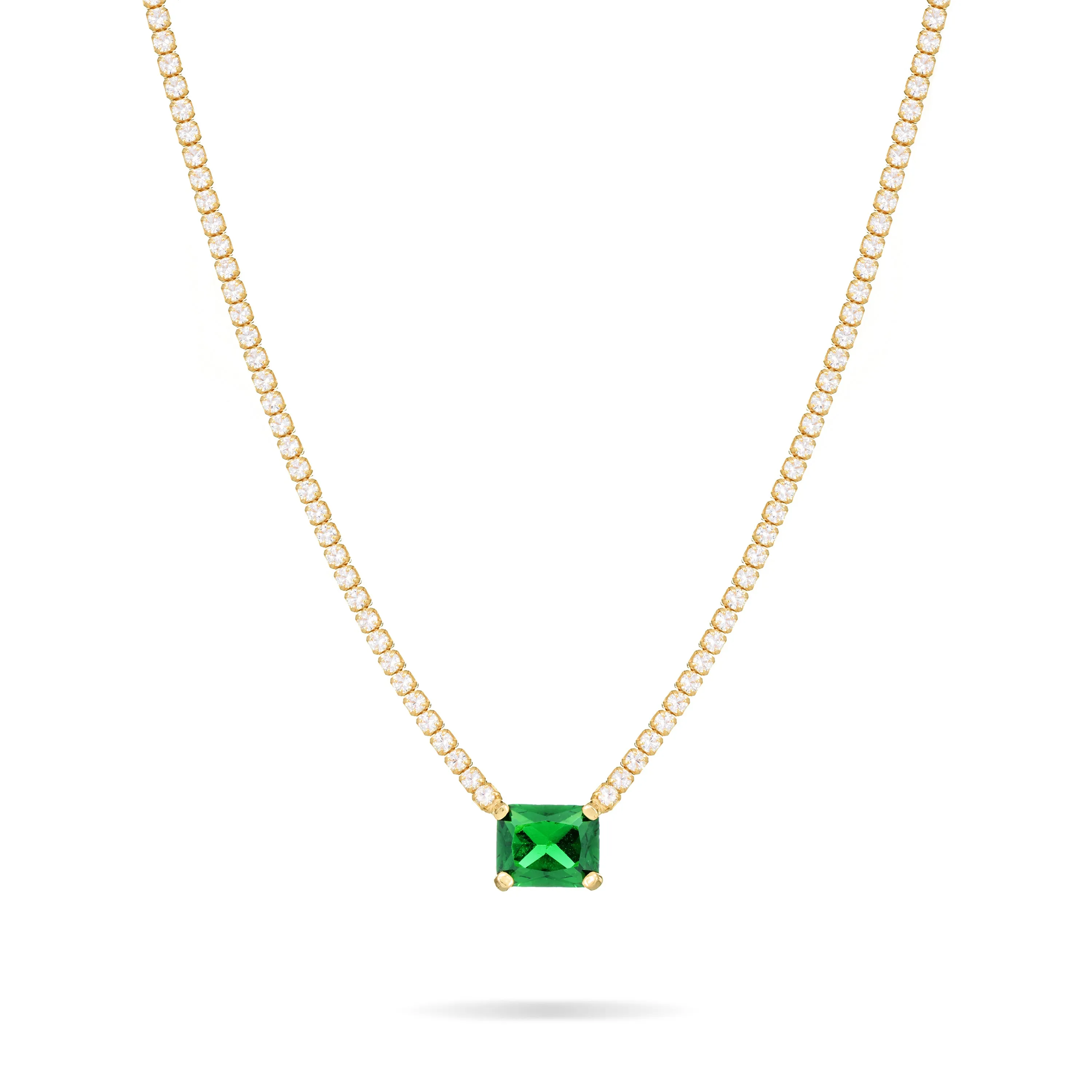 One Big Rectangle Tennis Choker - Gold Green And White
