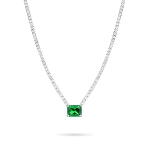 One Big Rectangle Tennis Choker - Silver Green And White