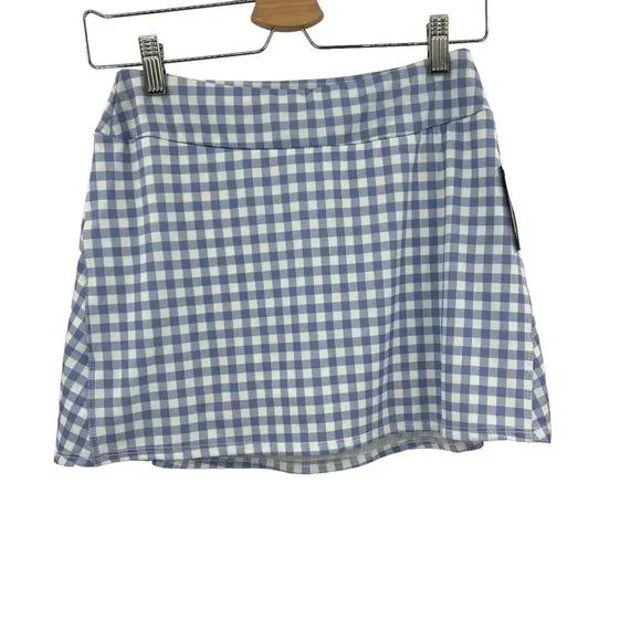 Onzie Tennis Skirt Blue White Gingham Skort Size Small