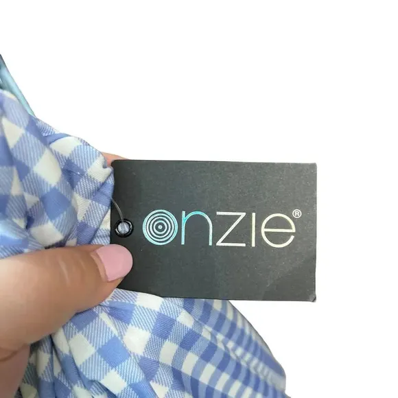 Onzie Tennis Skirt Blue White Gingham Skort Size Small