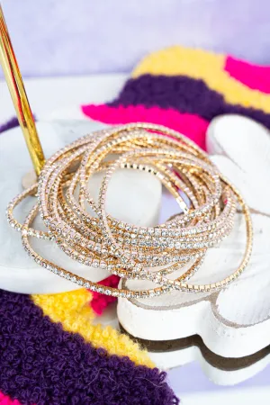 Over The Top Clear 2mm Goldtone Tennis Bracelet Set