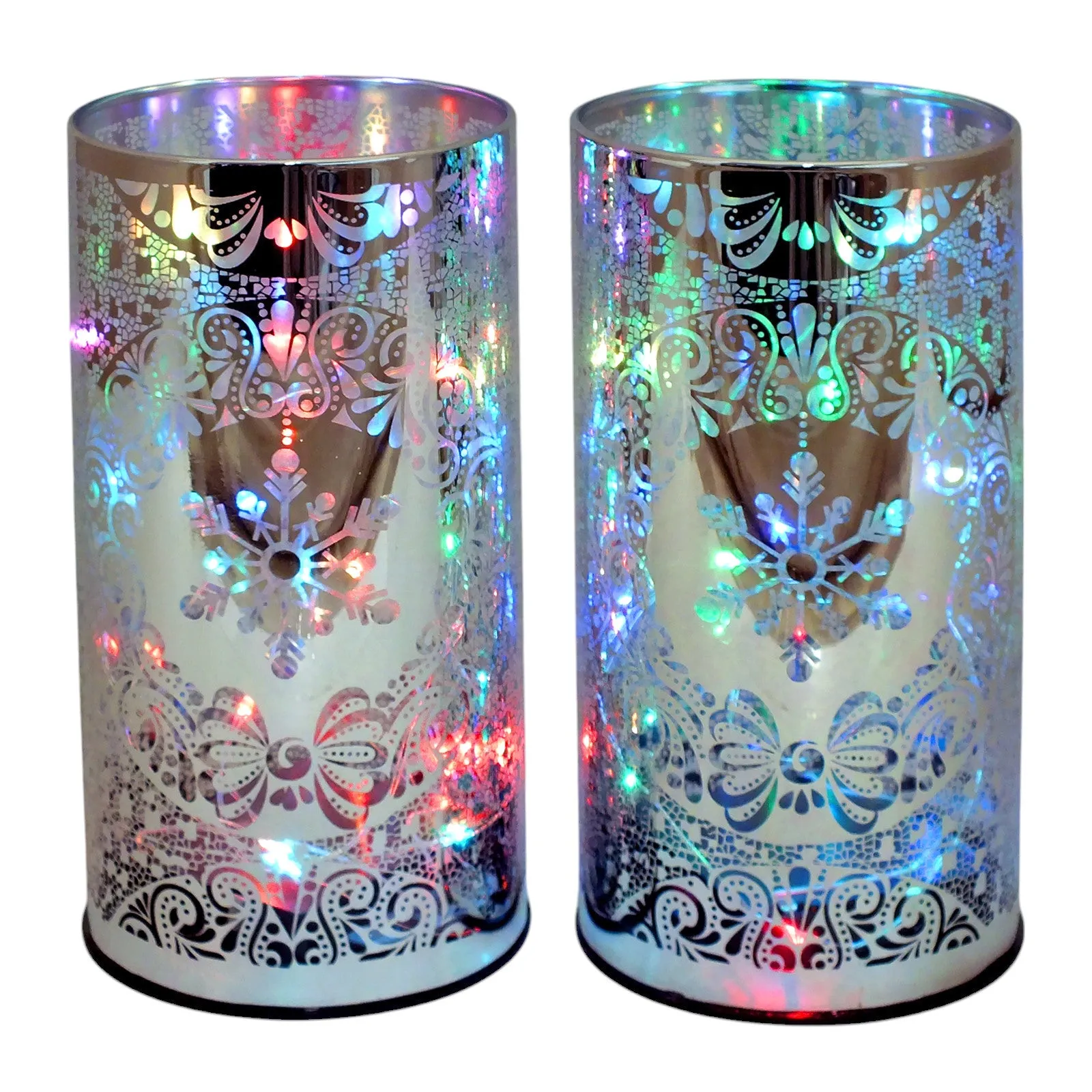 Pack of 2 Luxa Fantasia Glass Twinklers Colour Changing LED Projector Lamps | Cordless Lights