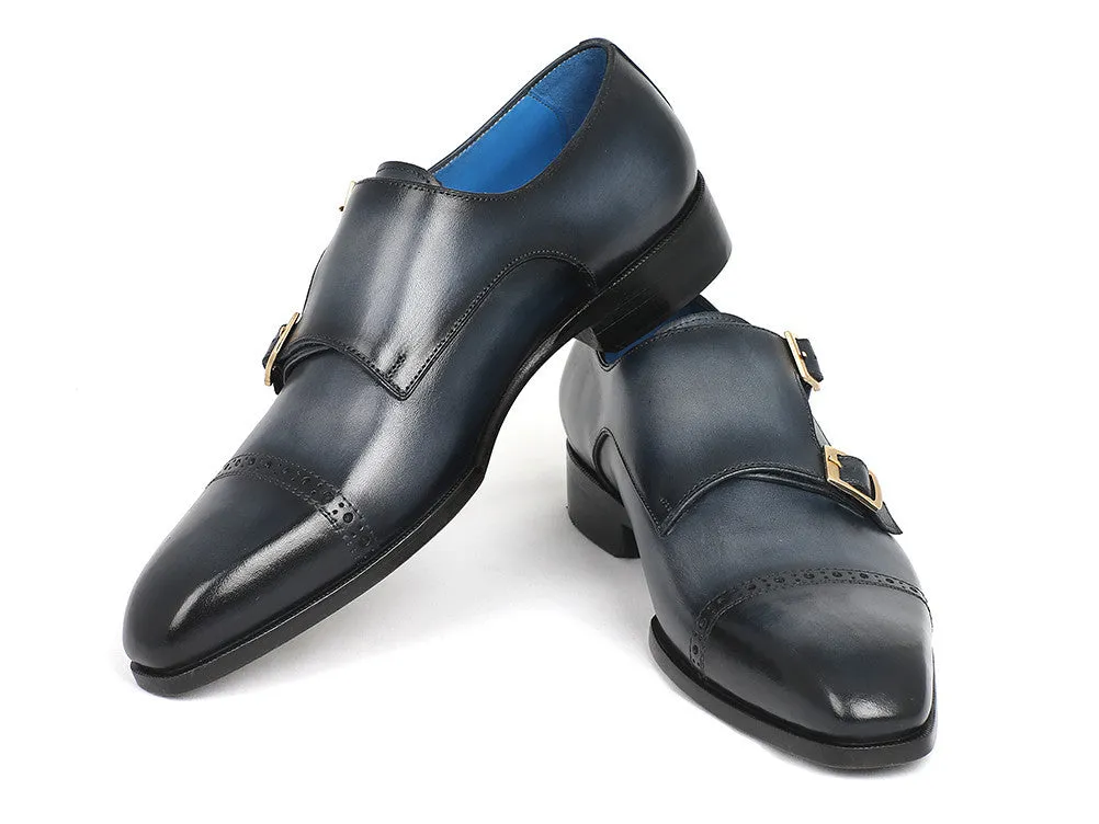 Paul Parkman Men's Double Monkstraps in Navy