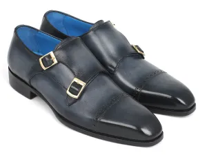 Paul Parkman Men's Double Monkstraps in Navy