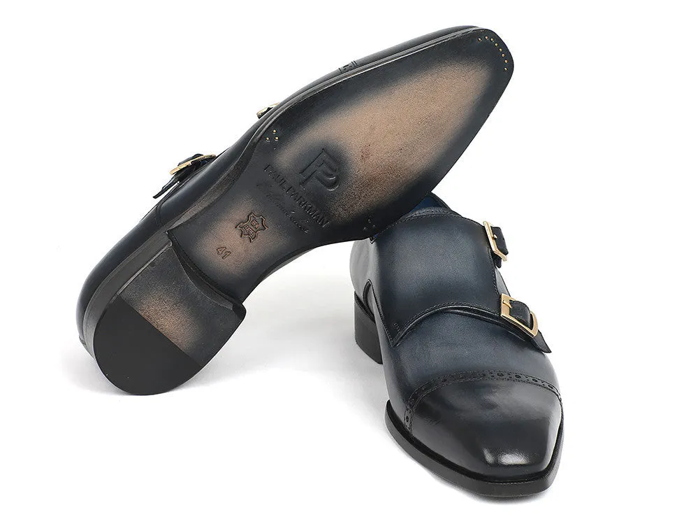 Paul Parkman Men's Double Monkstraps in Navy
