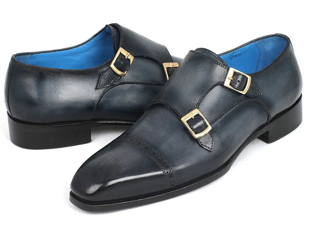 Paul Parkman Men's Double Monkstraps in Navy