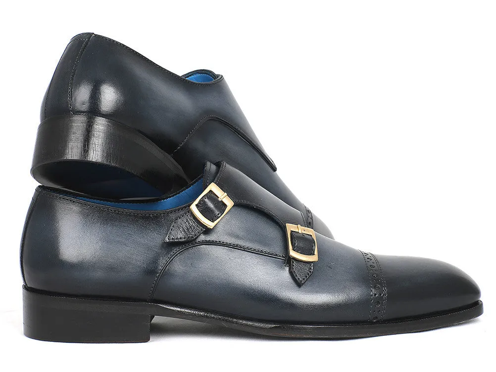 Paul Parkman Men's Double Monkstraps in Navy