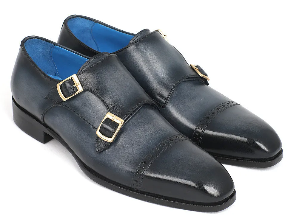 Paul Parkman Men's Double Monkstraps in Navy