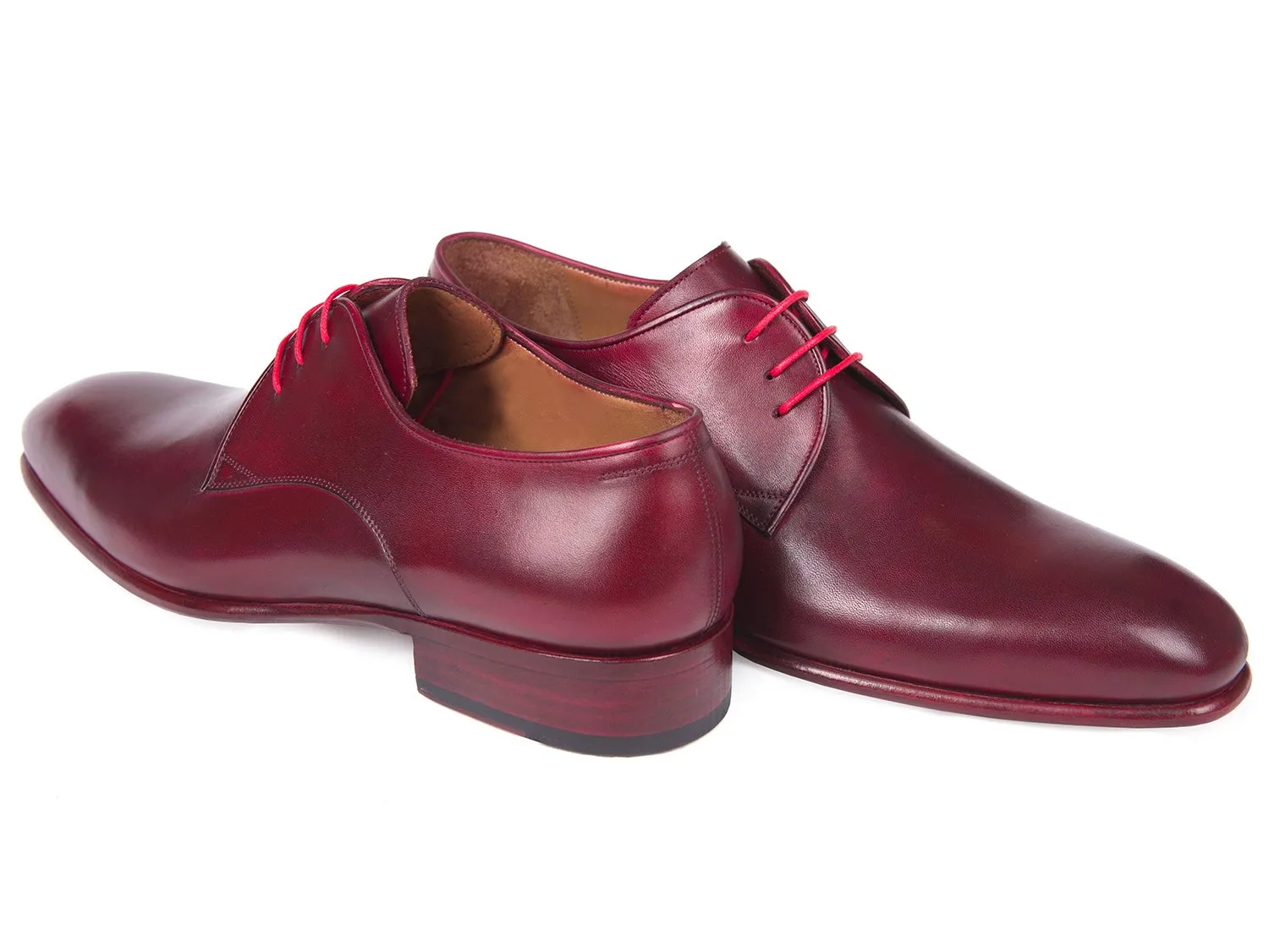 Paul Parkman Men's Hand-Painted Derby Shoes in Burgundy