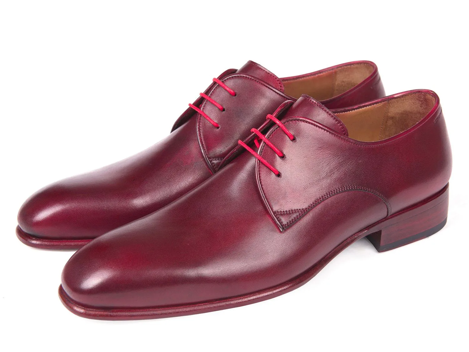 Paul Parkman Men's Hand-Painted Derby Shoes in Burgundy