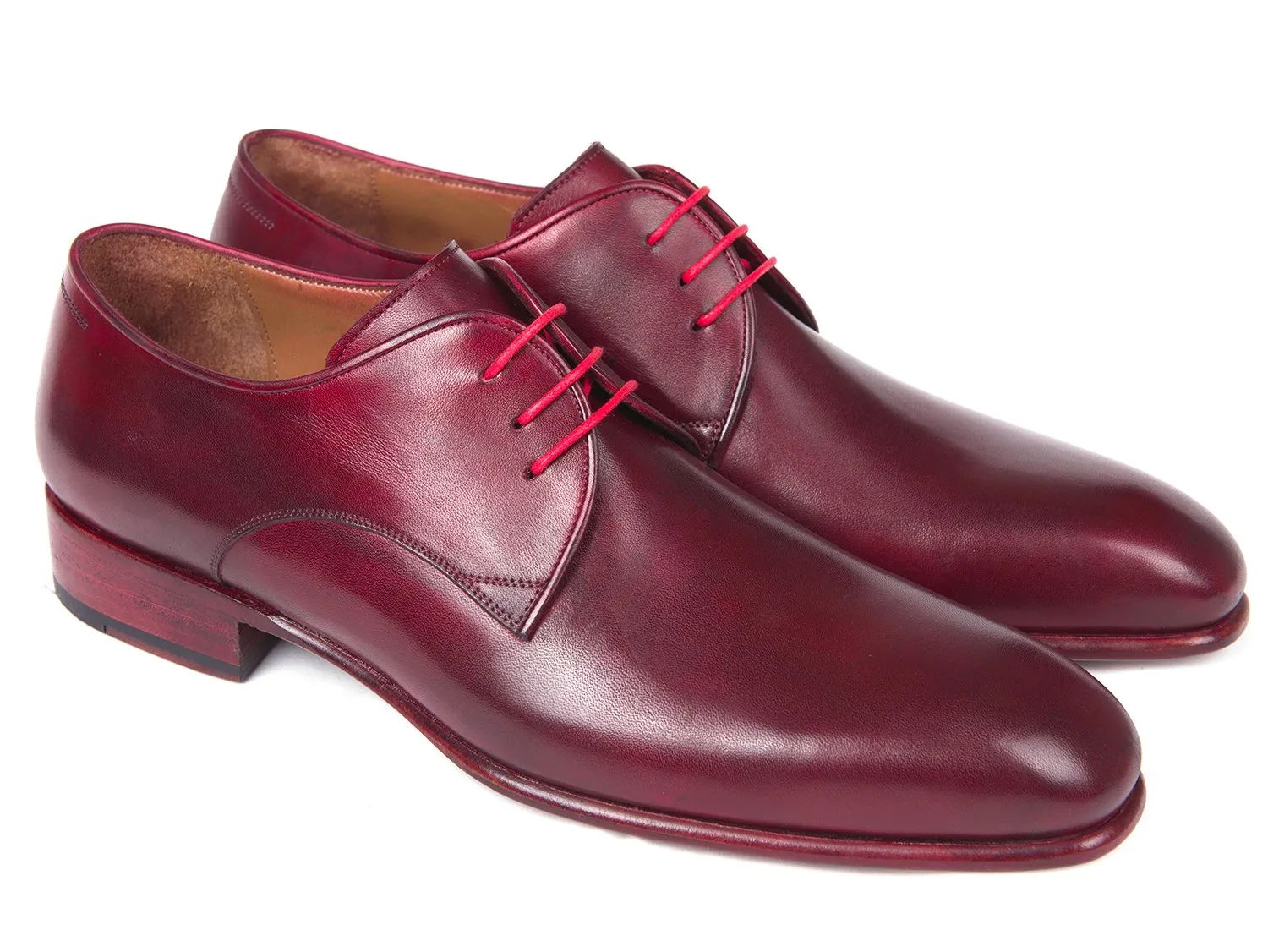 Paul Parkman Men's Hand-Painted Derby Shoes in Burgundy