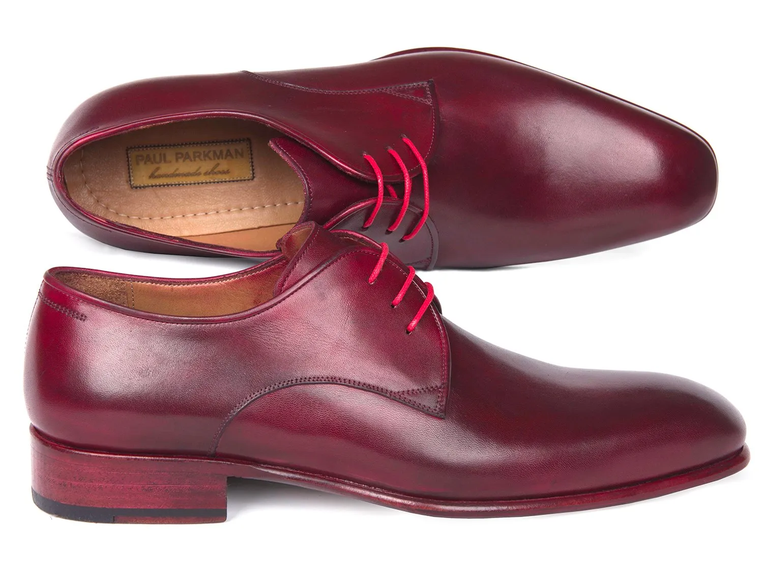 Paul Parkman Men's Hand-Painted Derby Shoes in Burgundy