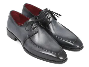 Paul Parkman Men's Hand-Painted Leather Apron Derby Shoes in Gray & Black