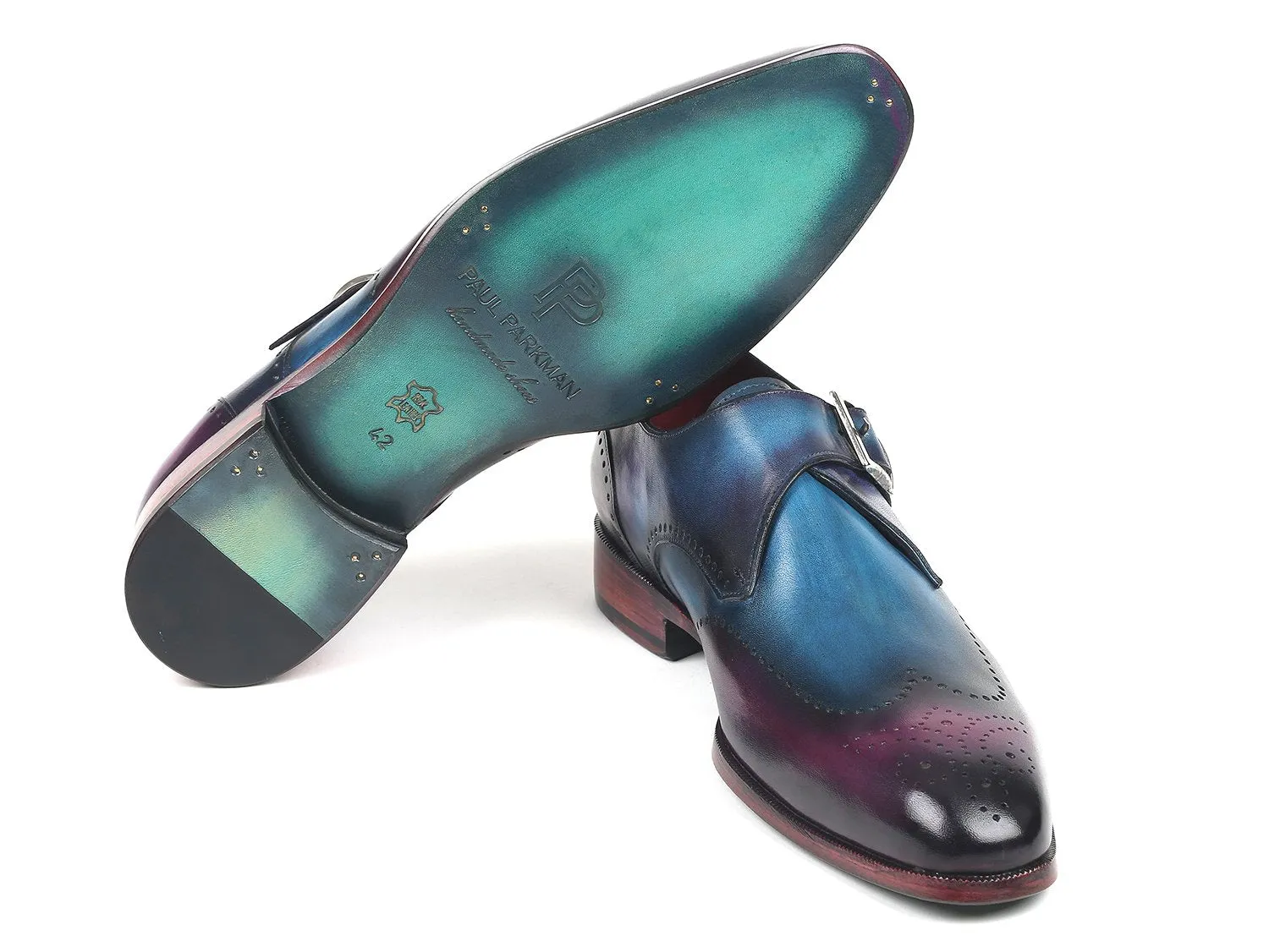 Paul Parkman Men's Single Monkstraps in Blue & Purple