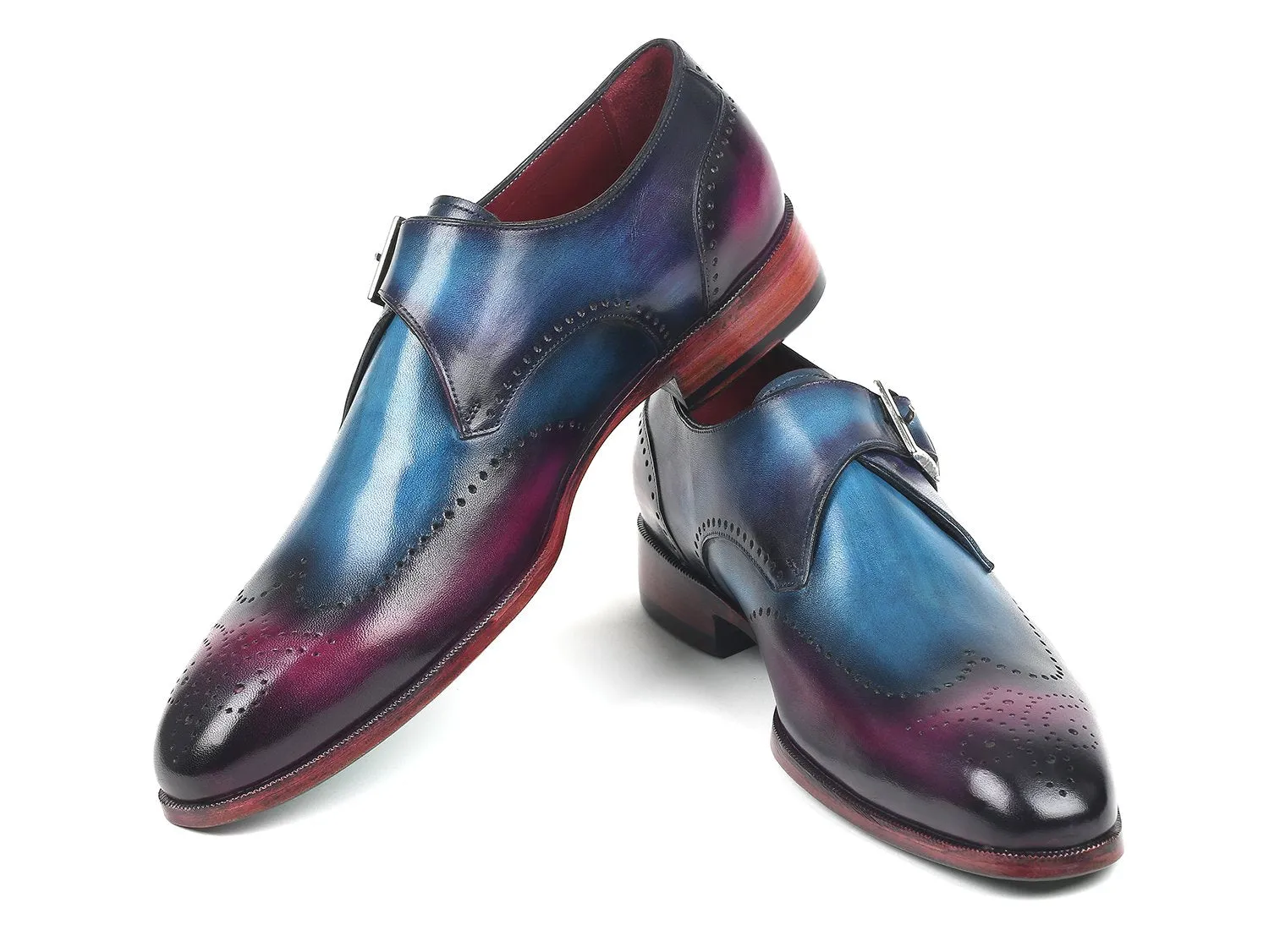 Paul Parkman Men's Single Monkstraps in Blue & Purple