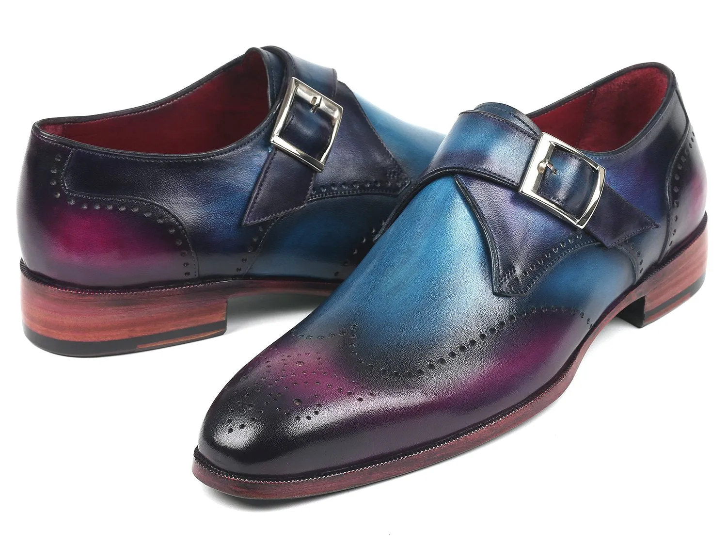 Paul Parkman Men's Single Monkstraps in Blue & Purple