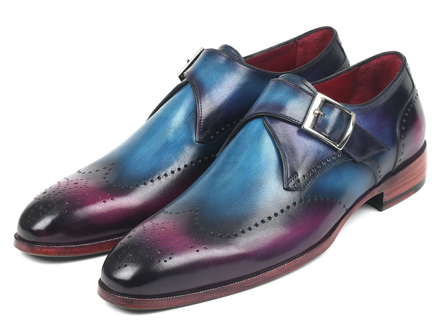 Paul Parkman Men's Single Monkstraps in Blue & Purple