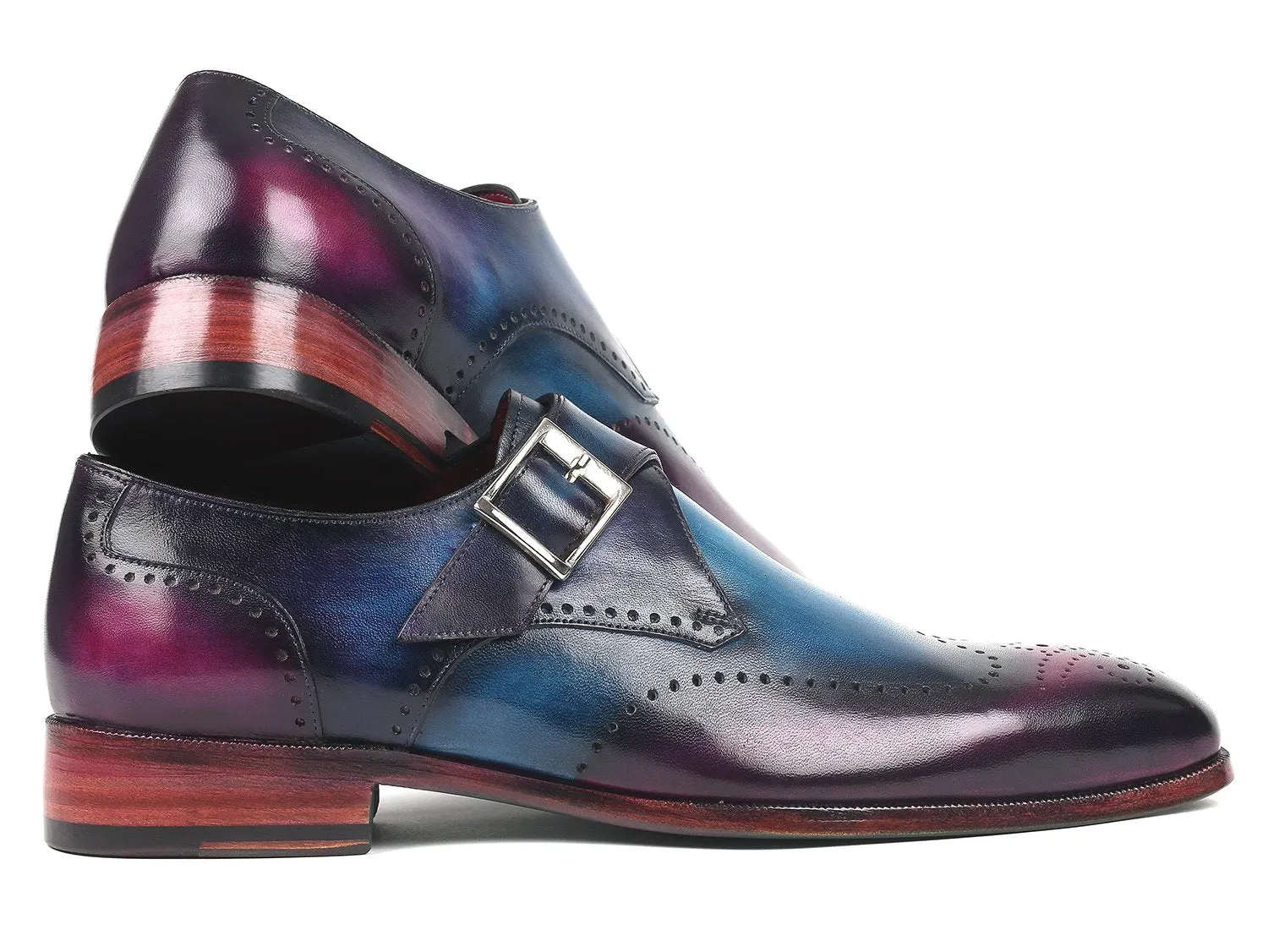 Paul Parkman Men's Single Monkstraps in Blue & Purple