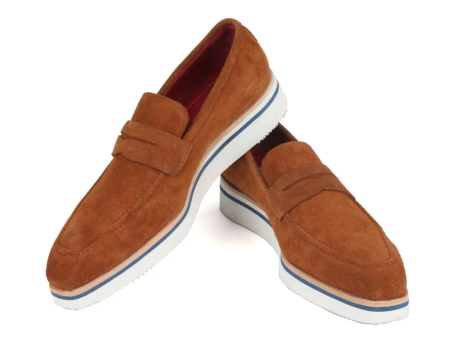 Paul Parkman Men's Suede Smart Casual Penny Loafers in Camel