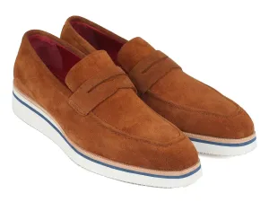Paul Parkman Men's Suede Smart Casual Penny Loafers in Camel