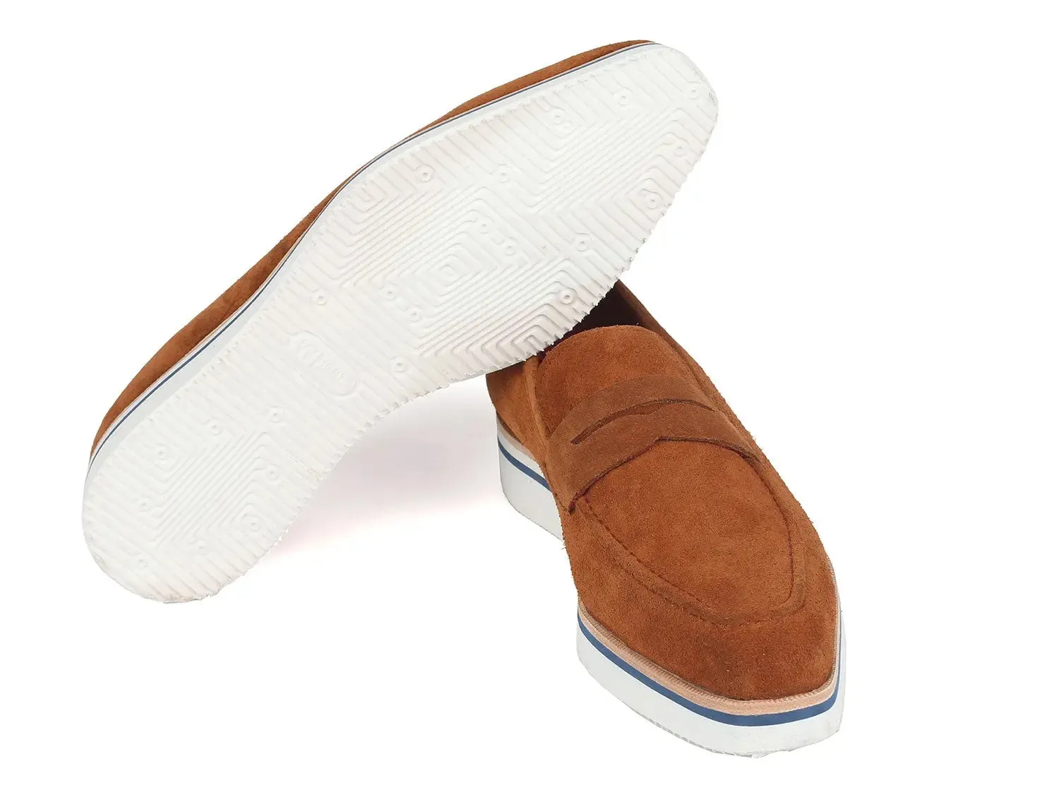 Paul Parkman Men's Suede Smart Casual Penny Loafers in Camel