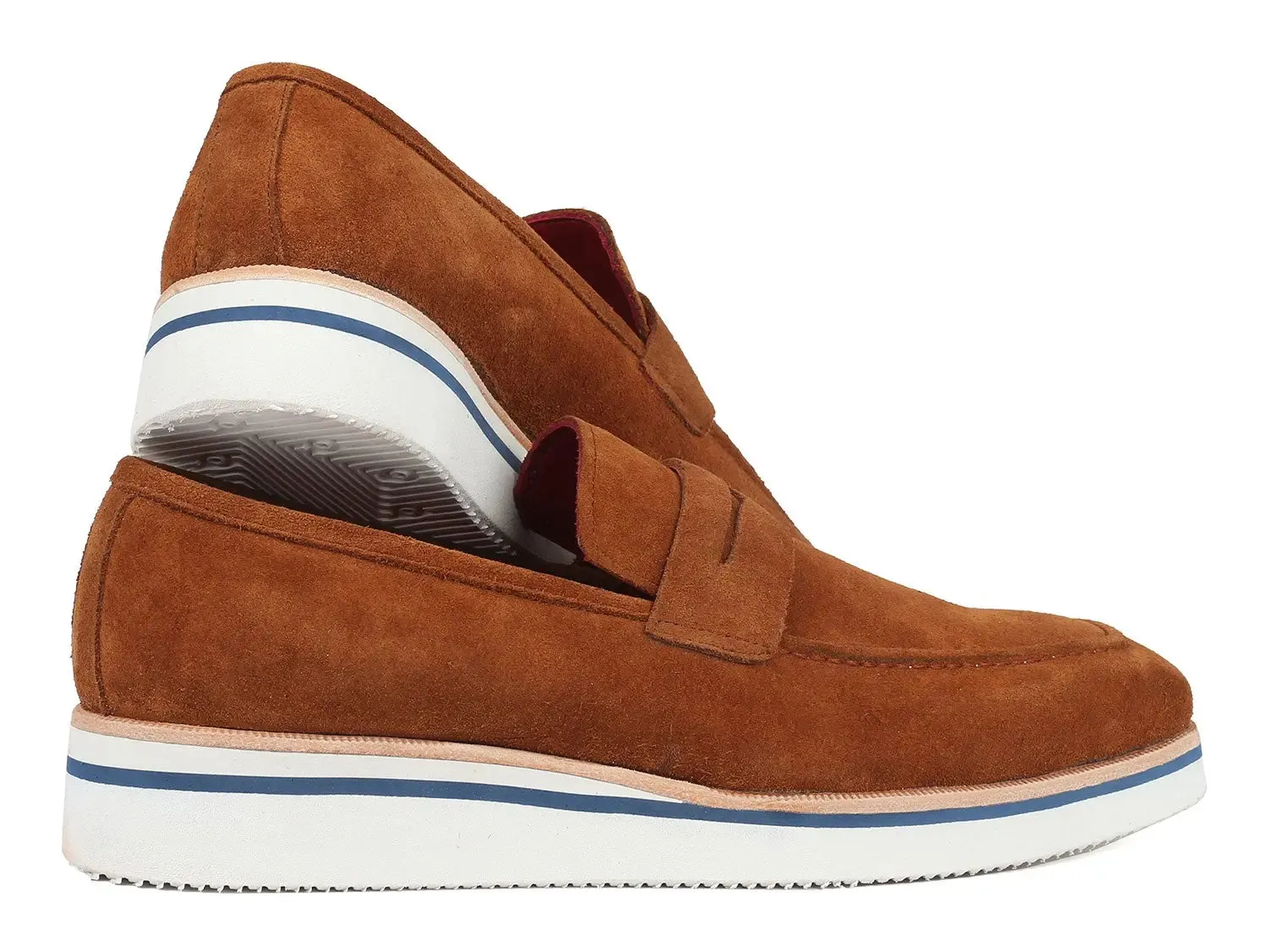 Paul Parkman Men's Suede Smart Casual Penny Loafers in Camel