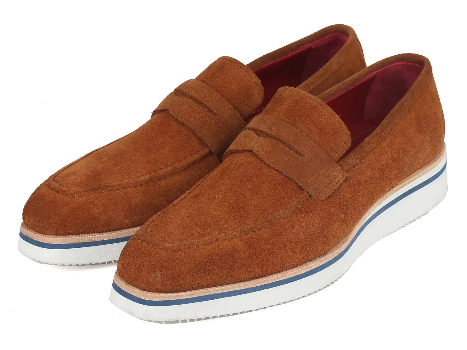 Paul Parkman Men's Suede Smart Casual Penny Loafers in Camel