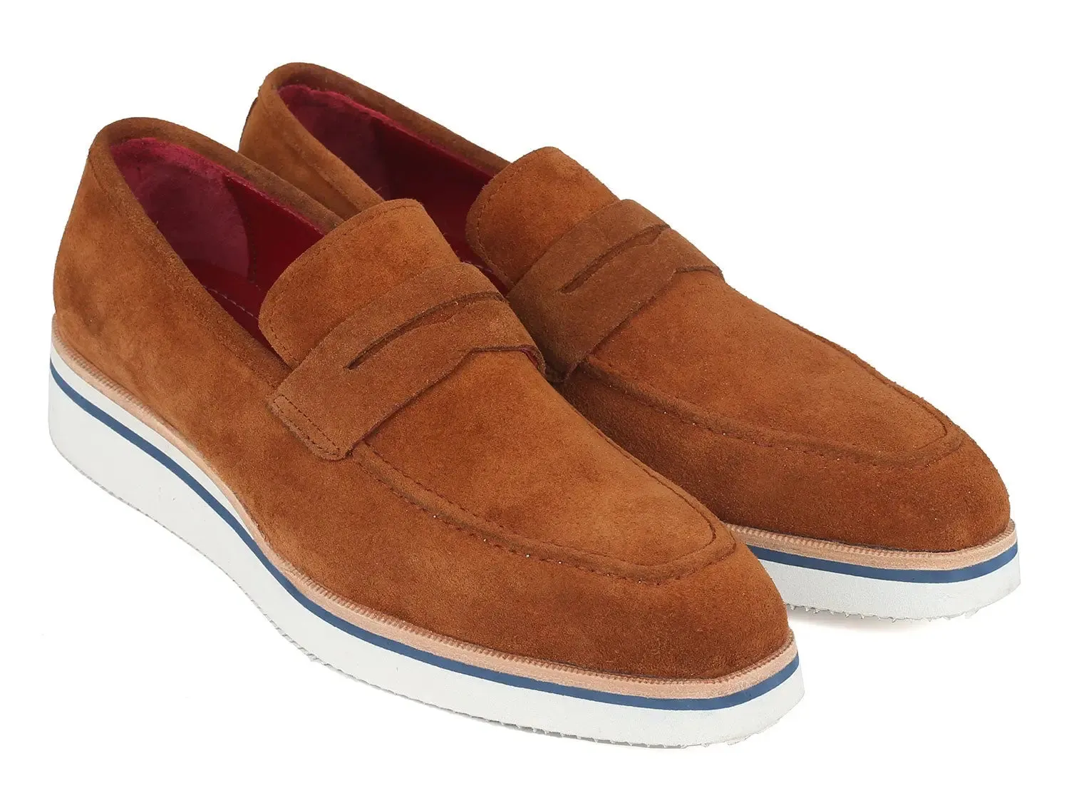 Paul Parkman Men's Suede Smart Casual Penny Loafers in Camel