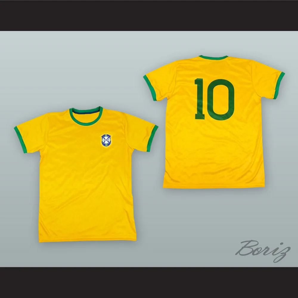 Pele 10 Brazil Yellow Soccer Jersey