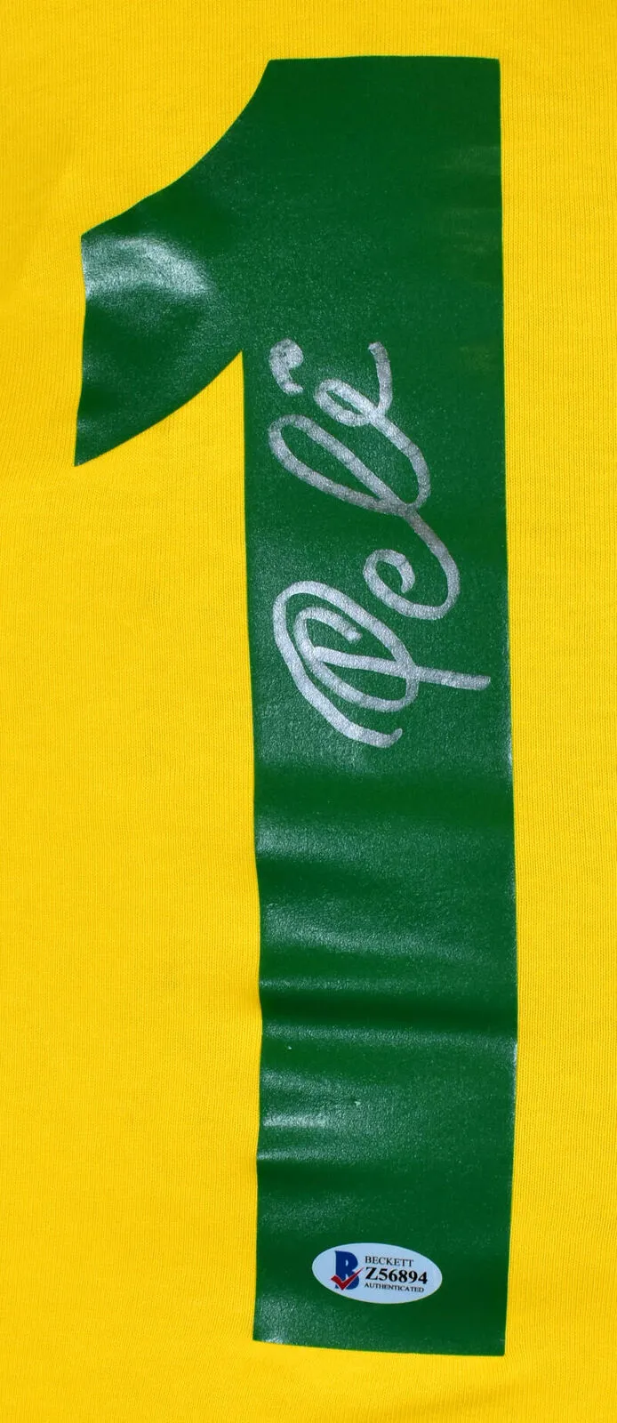 Pele Autographed Brazil CBD Yellow Soccer Jersey-Beckett *Silver