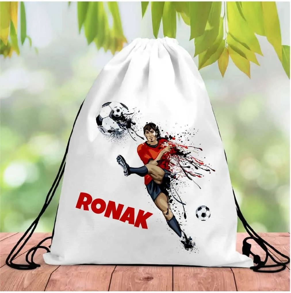 Personalised Soccer Drawstring Bag