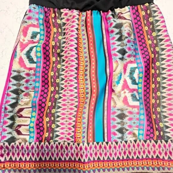 Phoebe Couture Colorful Egyptian Design Tie Dress Sz 0