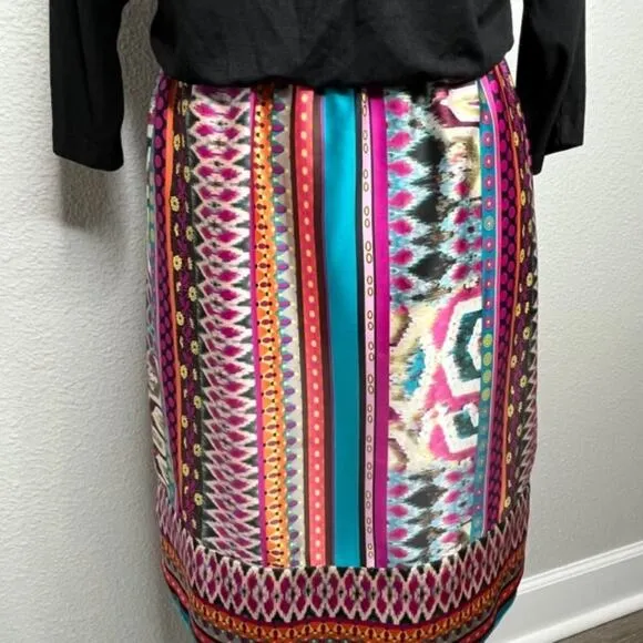Phoebe Couture Colorful Egyptian Design Tie Dress Sz 0