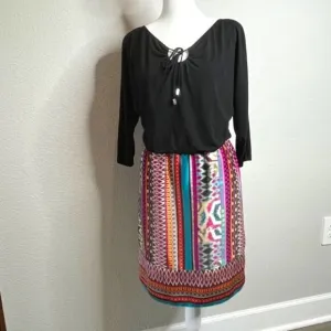 Phoebe Couture Colorful Egyptian Design Tie Dress Sz 0
