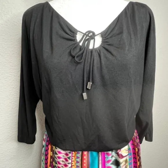Phoebe Couture Colorful Egyptian Design Tie Dress Sz 0