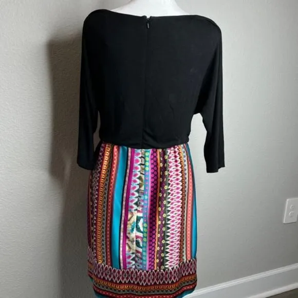 Phoebe Couture Colorful Egyptian Design Tie Dress Sz 0