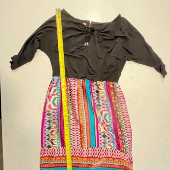 Phoebe Couture Colorful Egyptian Design Tie Dress Sz 0