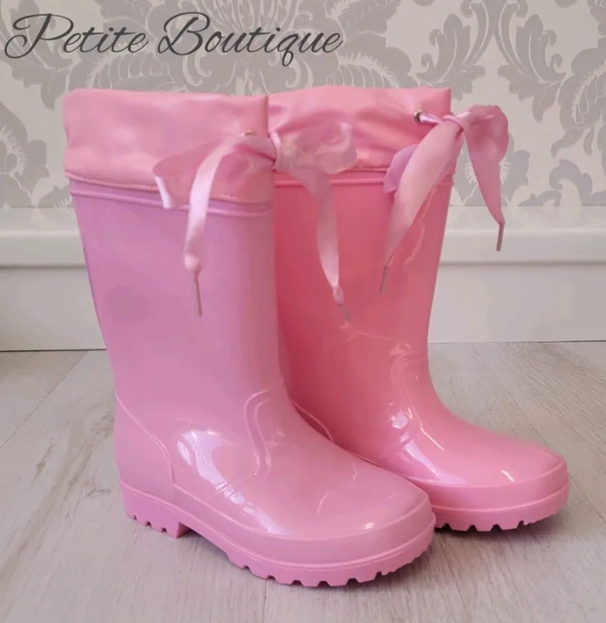 Pink ribbon wellies
