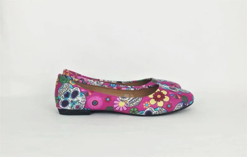 Pink Sugar Skull women dolly pumps