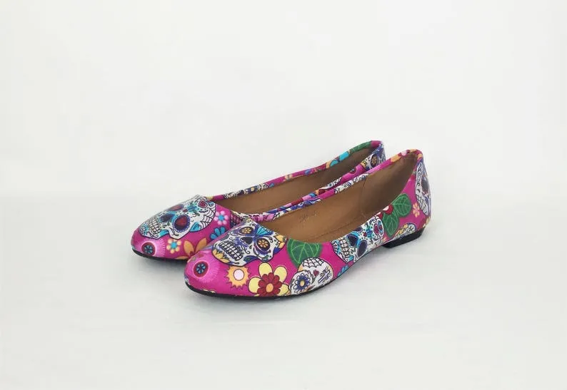 Pink Sugar Skull women dolly pumps