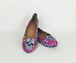 Pink Sugar Skull women dolly pumps