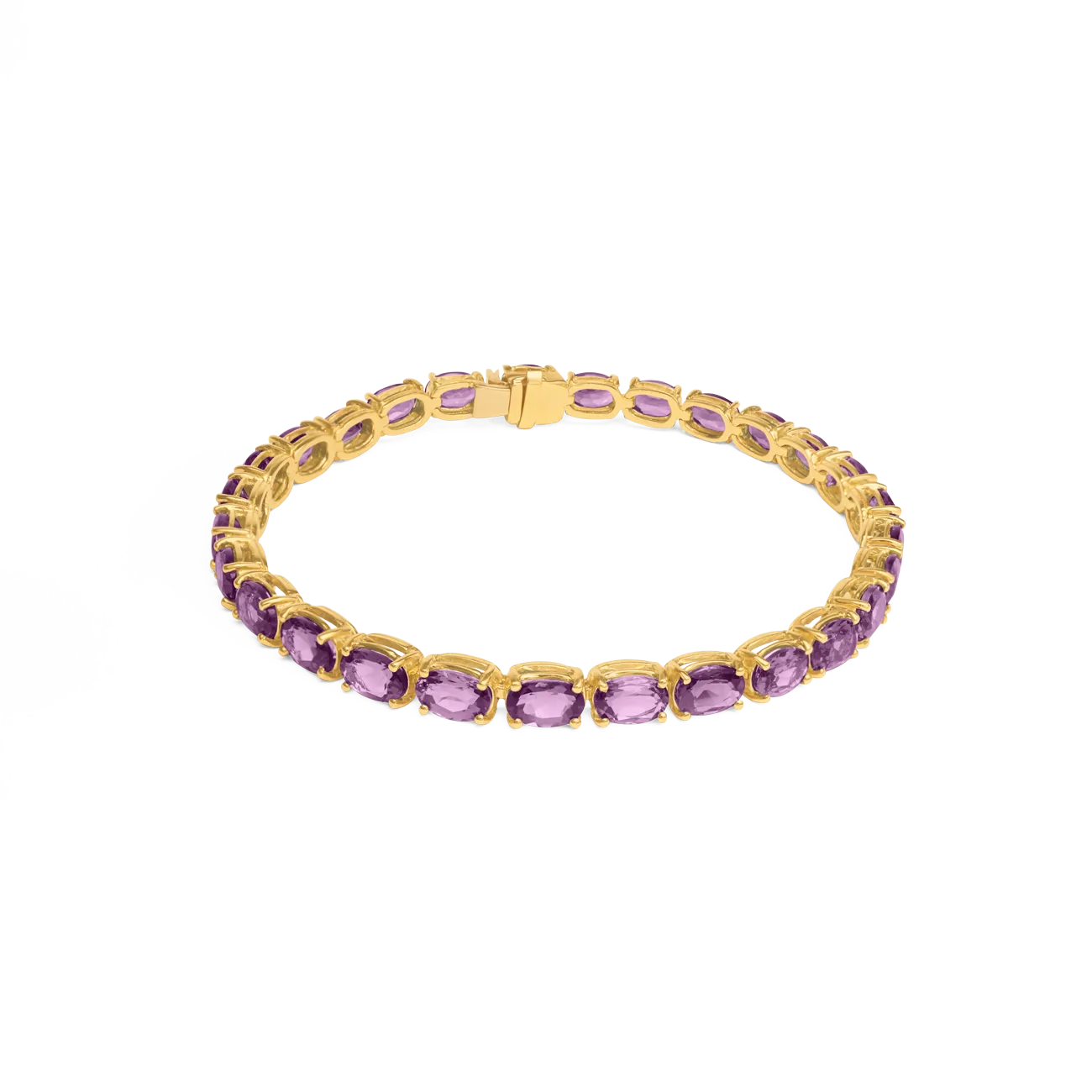 Pulsera oro amarillo de 18k tennis con amatista