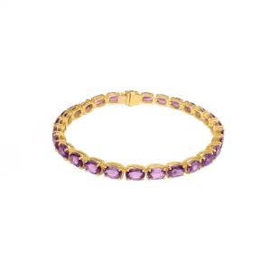 Pulsera oro amarillo de 18k tennis con amatista