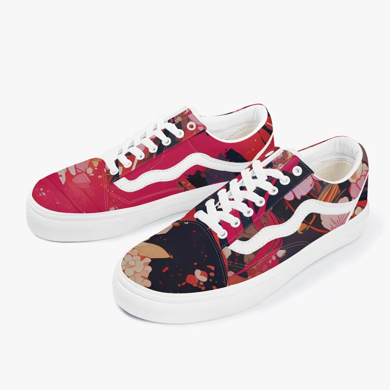 Punk Cherry Blossom Low-Top Canvas Sneakers