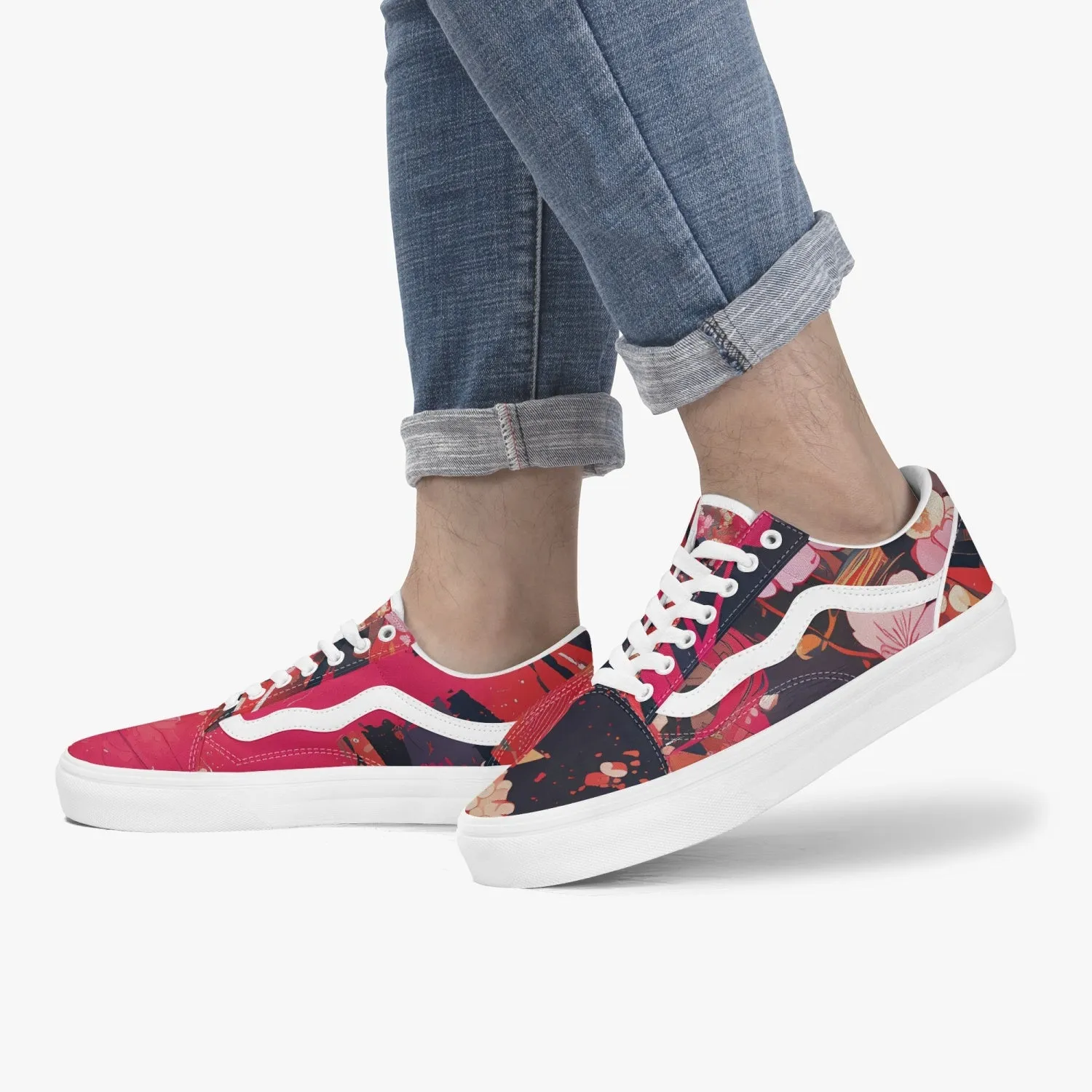 Punk Cherry Blossom Low-Top Canvas Sneakers